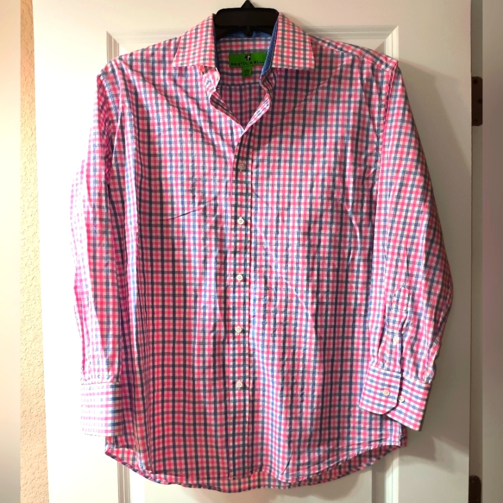 Bristol & Bull Men’s Checkered Gingham Preppy Shirt